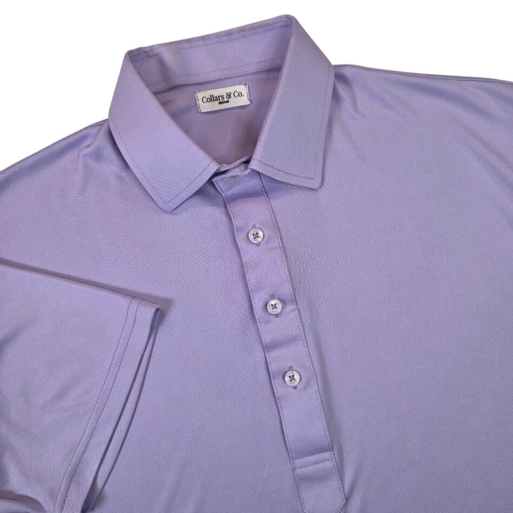 Collars & Co. Men's Medium Dress Collar Polo Shirt Lavender Short Sleeve #1005